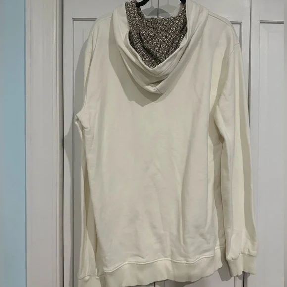 Burberry “TB Design” Relaxed Fit Cream French Terry Hoodie - Monogram Hood - Picture 12 of 14